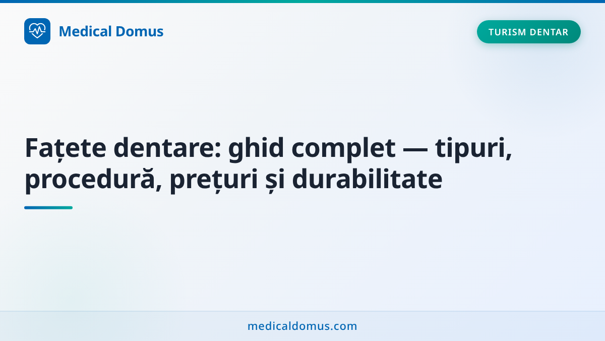 Fațete dentare: ghid complet — tipuri, procedură, prețuri și durabilitate