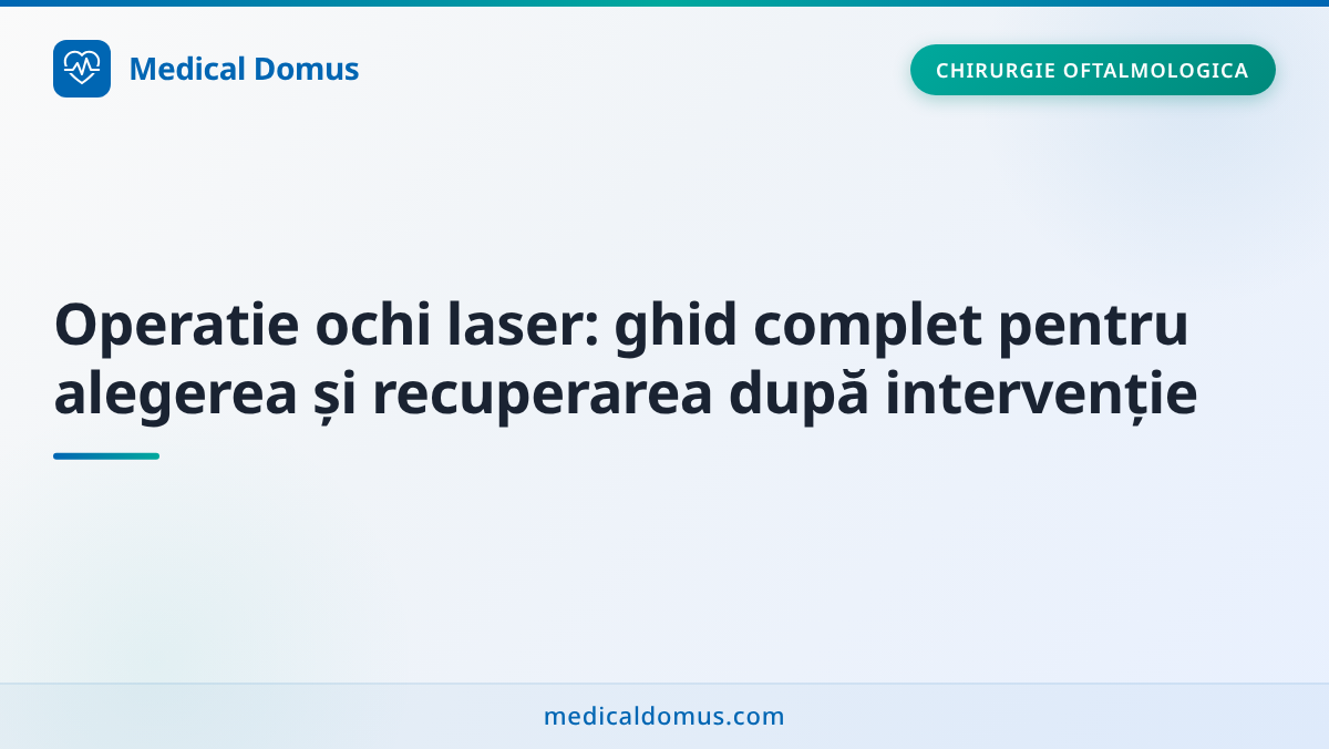 Operatie ochi laser: ghid complet pentru alegerea și recuperarea după intervenție